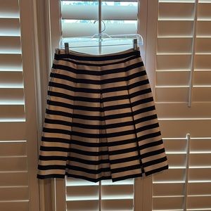 Black and white striped pleated skirt